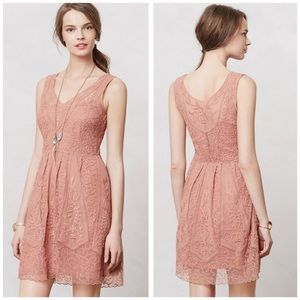 Anthropologie Burnt Rose Lace Dress